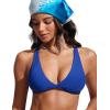 imageCRZ YOGA Womens V Neck Bikini Tops Twist Front Triangle Sexy Bathing Suit Criss Cross Back Swimsuit PaddedWaves Blue