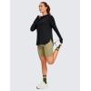 imageCRZ YOGA Workout Long Sleeve Shirt for Women Hoodie Pullover Athletic Hooded Sweatshirts Sports Gym Tops with ThumbholeBlack
