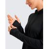 imageCRZ YOGA Workout Long Sleeve Shirt for Women Hoodie Pullover Athletic Hooded Sweatshirts Sports Gym Tops with ThumbholeBlack