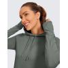 imageCRZ YOGA Workout Long Sleeve Shirt for Women Hoodie Pullover Athletic Hooded Sweatshirts Sports Gym Tops with ThumbholeGrey Sage