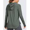 imageCRZ YOGA Workout Long Sleeve Shirt for Women Hoodie Pullover Athletic Hooded Sweatshirts Sports Gym Tops with ThumbholeGrey Sage