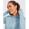 imageCRZ YOGA Workout Long Sleeve Shirt for Women Hoodie Pullover Athletic Hooded Sweatshirts Sports Gym Tops with ThumbholeLight Grayish Blue