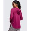 imageCRZ YOGA Workout Long Sleeve Shirt for Women Hoodie Pullover Athletic Hooded Sweatshirts Sports Gym Tops with ThumbholeMagenta Purple