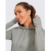imageCRZ YOGA Workout Long Sleeve Shirt for Women Hoodie Pullover Athletic Hooded Sweatshirts Sports Gym Tops with ThumbholeRock Grey