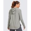 imageCRZ YOGA Workout Long Sleeve Shirt for Women Hoodie Pullover Athletic Hooded Sweatshirts Sports Gym Tops with ThumbholeRock Grey