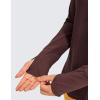 imageCRZ YOGA Workout Long Sleeve Shirt for Women Hoodie Pullover Athletic Hooded Sweatshirts Sports Gym Tops with ThumbholeTaupe
