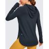 imageCRZ YOGA Workout Long Sleeve Shirt for Women Hoodie Pullover Athletic Hooded Sweatshirts Sports Gym Tops with ThumbholeTrue Navy