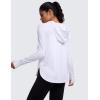 imageCRZ YOGA Workout Long Sleeve Shirt for Women Hoodie Pullover Athletic Hooded Sweatshirts Sports Gym Tops with ThumbholeWhite