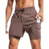 imageCRZ YOGA 2 in 1 Mens Athletic Shorts 5 with Liner Quick Dry Lightweight for Running Sports Gym with PocketsBrown Rock