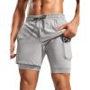 imageCRZ YOGA 2 in 1 Mens Athletic Shorts 5 with Liner Quick Dry Lightweight for Running Sports Gym with PocketsDark Chrome