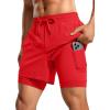 imageCRZ YOGA 2 in 1 Mens Athletic Shorts 5 with Liner Quick Dry Lightweight for Running Sports Gym with PocketsDeep Red