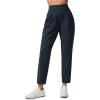 imageCRZ YOGA Butterlift Ankle Casual Yoga Pants for Women 78 Tapered Front Pleated for Lounge Travel with PocketsTrue Navy