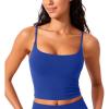 imageCRZ YOGA Butterlift Womens Scoop Neck Longline Sports Bra  U Back Adjustable Straps Workout Crop Tank Top with Built in PadsWaves Blue