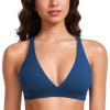 imageCRZ YOGA Butterluxe Deep VNeck Sports Bras for Women  Spaghetti Strap Criss Cross Padded Top Low Coverage Wireless YogaFrench Navy