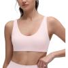 imageCRZ YOGA Butterluxe Soft Double Lined Sports Bras for Women Scoop Neck Adjustable Straps Yoga Crop Top Lounge Cami Non PaddedStrawberry Pink