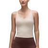 imageCRZ YOGA Butterluxe Soft Double Lined V Neck Camisole Tops for Women Casual Racerback Yoga Tight Sleeveless ShirtsMojave Tan
