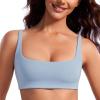 imageCRZ YOGA Butterluxe Spaghetti Strap Sports Bras for Women  Square Neck Yoga Wireless Low Coverage Padded Cami Crop TopCambric Blue