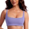 imageCRZ YOGA Butterluxe Spaghetti Strap Sports Bras for Women  Square Neck Yoga Wireless Low Coverage Padded Cami Crop TopDark Lavender Purple