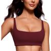 imageCRZ YOGA Butterluxe Spaghetti Strap Sports Bras for Women  Square Neck Yoga Wireless Low Coverage Padded Cami Crop TopRed Merlot