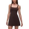 imageCRZ YOGA Butterluxe Square Neck Tennis Dresses for Women A line Mini Casual Travel Holiday Summer Outfits with Shelf BraHot Fudge Brown
