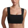 imageCRZ YOGA Butterluxe Womens Square Neck Sports Bras  Supportive Wide Straps Open Back Padded Camisole Yoga Crop TopBlack
