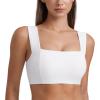 imageCRZ YOGA Butterluxe Womens Square Neck Sports Bras  Supportive Wide Straps Open Back Padded Camisole Yoga Crop TopWhite