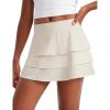 imageCRZ YOGA Girls Athletic Ruffle Skirts with Shorts Tennis Golf Dance School Kids Teen Skorts with PocketsWhite Apricot