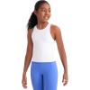 imageCRZ YOGA Girls Butterluxe Double Lined Tank Tops Waist Length High Neck Racerback Sleeveless Teen Kids Active Casual DanceWhite