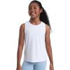 imageCRZ YOGA Girls Cloudweight Athletic Tank Tops Hip Length Crew Neck Sleeveless Teen Kids Active Casual Dance YogaWhite