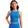 imageCRZ YOGA Girls Seamless Ribbed Longline Sports Bra  High Neck Racerback for Teens Kids Training Yoga Dance Crop TopSparkle Blue