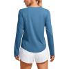 imageCRZ YOGA Lightweight Long Sleeve Workout Shirts for Women Gym Running Fall Tshirts High Neck Athletic Training TopsIron Blue
