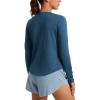 imageCRZ YOGA Lightweight Long Sleeve Workout Shirts for Women Gym Running Fall Tshirts High Neck Athletic Training TopsNight Blue Heather