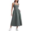 imageCRZ YOGA Maxi Square Neck Tank Dress for Women Sleeveless Padded Casual Travel Summer Flowy Outfits with Side PocketsGrey Sage