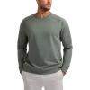 imageCRZ YOGA Mens Crewneck Sweatshirts French Terry Athletic Workout Sweat Shirts Casual Pullover Tops with Zipper PocketGrey Sage