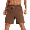 imageCRZ YOGA Mens FourWay Stretch Workout Shorts  7 Soft Durable for Casual Athletic with PocketsDark Brown