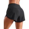 imageCRZ YOGA Mid Waisted Running Shorts for Women 4quot Soft for Gym Athletic Workout with Zipper Pocket Liner Quick Dry Black Small