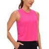 imageCRZ YOGA Pima Cotton High Neck Cropped Tank Tops for Women Soft Crop Workout Athletic Yoga Basic Sleeveless ShirtsSonic Pink