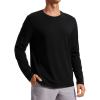 imageCRZ YOGA Pima Cotton Long Sleeve Shirts for Men Crew Neck Basic Casual TShirts Breathable Workout Comfort TopsBlack