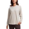 imageCRZ YOGA Pima Cotton Long Sleeve Shirts for Women Crew Neck Casual Fall Tops Basic Soft Workout Yoga Loose TShirtMojave Tan
