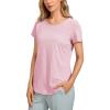 imageCRZ YOGA Pima Cotton Womens Short Sleeve Shirt Loose Yoga TShirt Casual TopsPink Peony