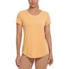 imageCRZ YOGA Pima Cotton Womens Short Sleeve Shirt Loose Yoga TShirt Casual TopsWood Color