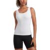 imageCRZ YOGA Seamless Scoop Neck Tank Low UBack Breathable Workout Tops for Women Sleeveless Athletic Running Gym ShirtsWhite