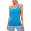 imageCRZ YOGA Seamless Workout Tank Tops for Women Racerback Athletic Camisole Sports Shirts with Built in BraMadagascar Blue