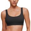 imageCRZ YOGA Softhold Womens Double Lined U Back Bralettes  Scoop Neck Unlined TShirt Everyday Bras Smooth Wireless CamiBlack