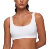 imageCRZ YOGA Softhold Womens Double Lined U Back Bralettes  Scoop Neck Unlined TShirt Everyday Bras Smooth Wireless CamiSnow White