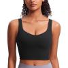 imageCRZ YOGA Softness Mold Butterluxe Longline Sports Bras for Women  Molded Cup V Neck Yoga Clothes Workout Crop Tank TopBlack