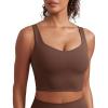 imageCRZ YOGA Softness Mold Butterluxe Longline Sports Bras for Women  Molded Cup V Neck Yoga Clothes Workout Crop Tank TopCoffee Brown