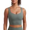 imageCRZ YOGA Softness Mold Butterluxe Longline Sports Bras for Women  Molded Cup V Neck Yoga Clothes Workout Crop Tank TopGrey Sage