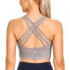 imageCRZ YOGA Strappy Longline Sports Bras for Women  Wirefree Padded Criss Cross Yoga Cropped Tank TopsLunar Rock