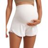 imageCRZ YOGA Women 2 in 1 Maternity Workout Shorts Over Belly 3quot  Dolphin Soft Athletic Running Casual Pregnancy with PocketsMilky White